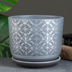 Цветочный горшок Гипюр 1,73 л серый 1 шт. No Brand