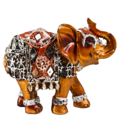 Сувенир полистоун Бронзовый слон в серебристой попоне с зеркалами 9,5х5х7 см No Brand