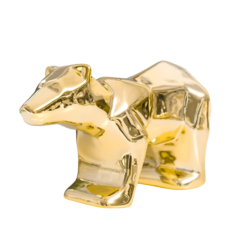 Сувенир керамика 3D грани Полярный медведь золото 6,5х17х9,3 см No Brand