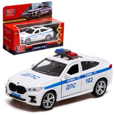 Машина металлическая «BMW X6 полиция», 12 см, двери, багаж, инерция, цвет белый Технопарк