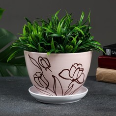 Цветочный горшок Цветы 1,65 л розовый 1 шт. No Brand