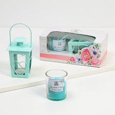 Свечи и подсвечник Каждый день полон чудес, набор, цветочный аромат No Brand
