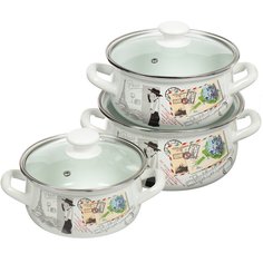 Кастрюли 6 шт. 1.5,2,3 л Керченский металлургический завод Фиалка Монмартра-Экстра Керченская эмаль