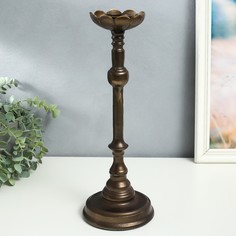 Подсвечник металл на 1 свечу "Моника" состаренная бронза 13,5х13,5х38 см No Brand