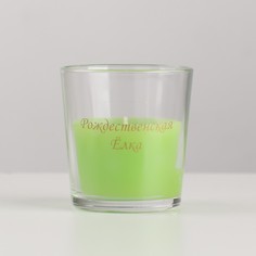 Свеча в стакане ароматическая Рождественская елка, 6,5х8 см, зеленый Богатство Аромата