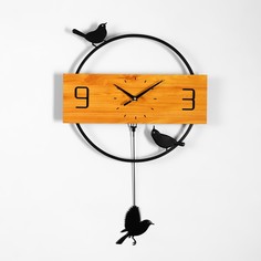 Часы настенные, серия: Маятник, "Птички" 40 х 60 см No Brand