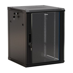 Шкаф коммутационный Hyperline (TWB-0945-GP-RAL9004) настенный 9U 600x450мм пер.дв.стекл 2
