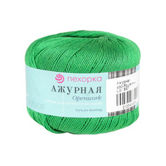Пряжа Пехорка Ажурная 50 г, 280 м, хлопок (480 яркая зелень) 10 мотков