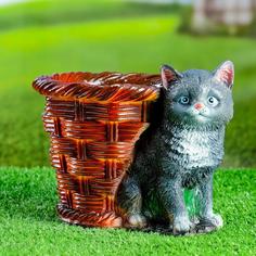 Фигурное кашпо Котенок с корзиной 22х17см Хорошие сувениры