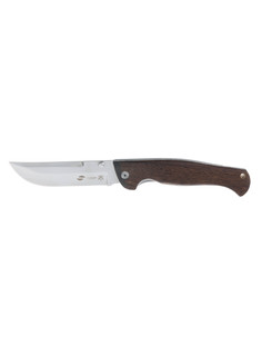 Нож складной Stinger FB628, клинок 112 мм, рукоять древесина венге, коричневый, с чехлом