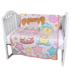 Одеяло детское для новорожденных Baby Nice Девочка и мишка, байковое, 100*140 см, розовый