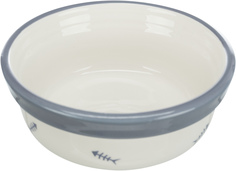 Миска для кошек Trixie, белый, серый-голубой, керамика, ф 13 х 5 см, 0.3 л