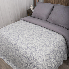 Плед для дивана, на кровать флисовый теплый 130х170 см для детей Роза серый ОТК