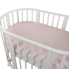 Наматрасник непромокаемый в детскую овальную кроватку Baby Nice, 75х125 см, розовый