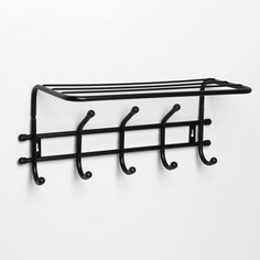 Sima-land с полкой, "Комфорт", 5 крючков, 41х20х10 см, цвет черный