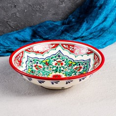 Супница Риштанская Керамика "Узоры", 23 см, красная Shafran