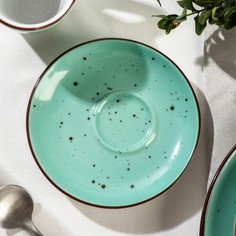 Porvasal Блюдце кофейное DOTS menta, d=11,5 см