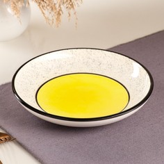 Тарелка "Персия", глубокая, керамика, желтая, 20 см, 550 мл, Иран