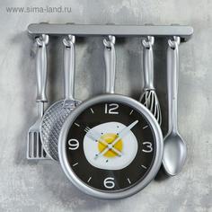 Часы настенные, : Кухня, Кухонная утварь, 32 х 34 см, серебро No Brand