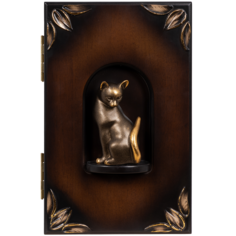 Полка - ключница Кошка Грация Орех Бронза Bogacho