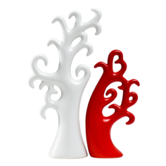 Сувенир керамика Дерево красно- белый набор 2 шт 24х10 32х15 см No Brand