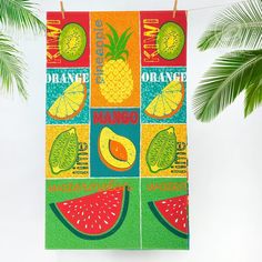 Полотенце вафельное банное Мультифрукт 90х150 Арт Дизайн