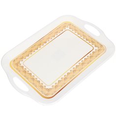 Поднос пластик 41х29 см Белый с золотой каймой Y4-3286 No Brand