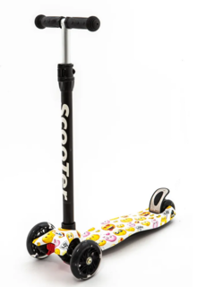 Самокат Scooter BKS-220 3-х колес. с подсвет складной graphic 40 50 кг черный, белый