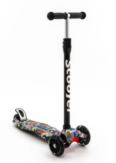 Самокат Scooter BKS-220 PRINT 3-х колес. складной graphic Last 50 кг ГРАФФИТИ