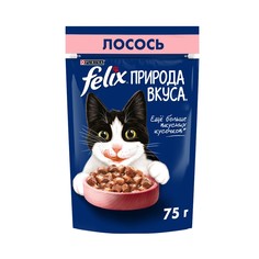 Влажный корм для кошек Felix Природа Вкуса лосось, 26 шт по 75 г