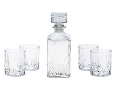 Набор для виски ХРУСТАЛЬНЫЙ КУПАЖ стеклянный, графин (900 мл) и 4 стакана, прозрачный Koopman International