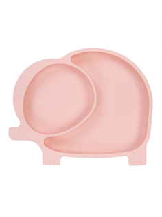 Детская силиконовая тарелка Baby Nice Слоник с секциями на присоске, розовый