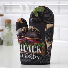 Варежка-прихватка «Burger», черный, 27 x 20 см Этель