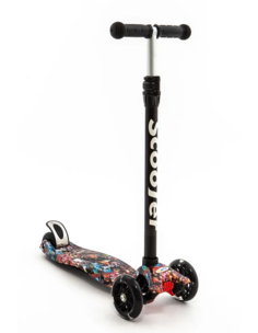 Самокат Scooter BKS-220 3-х колес. с подсвет складной graphic Captain 50 кг Marvel, черный