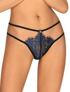 Трусики-стринги Obsessive Yassmyne пикантные, черный с синим р. L-XL