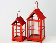 Подсвечники-фонарики ГРЭГ, металл, красные, набор - 2 шт., Boltze