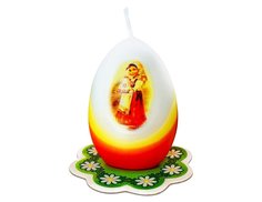 Пасхальная свеча-яйцо ДЕВОЧКА С КУЛИЧОМ, 4х6 см, Омский Свечной