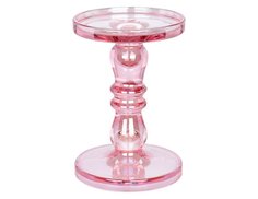 Подсвечник АМАДИС, стекло, розовый, 18 см, Koopman International
