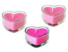 Декоративные свечи SWEET ROMANTIC в подсвечниках, розовые, 4 см (набор - 3 шт.), Boltze