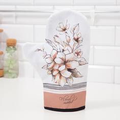 Варежка-прихватка Этель Floral mood 20х28 см, 100% хл, саржа, ватин 250 г/м2