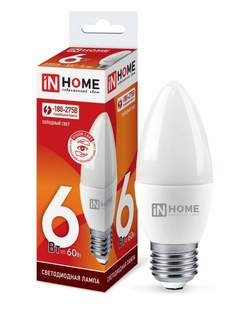 Лампа светодиодная ASDHOME, E27, 6W, 6500K, "Свеча", арт. 725406 - (10 шт.)