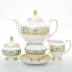 Чайный сервиз Falkenporzellan Vienna Seladon Gold 6 персон 15 предметов