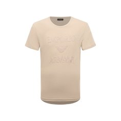 Футболка из хлопка и льна Emporio Armani
