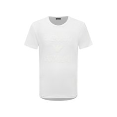 Футболка из хлопка и льна Emporio Armani