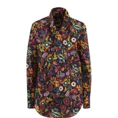 Хлопковая блуза с принтом и воротником аскот Kiton