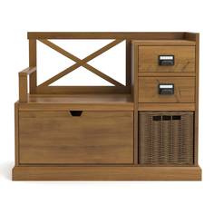 Обувница в прихожую с сиденьем и ящиками lindley (laredoute) коричневый 78x100x43 см.