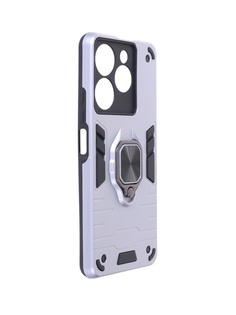 Чехол DF для Tecno Spark 10 Pro с магнитом и кольцом Silver tArmor-04