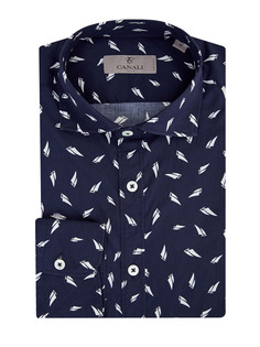 Рубашка из плотного хлопка с контрастным принтом all-over Canali