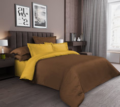 Однотонное постельное белье Янтарь, Сатин, 2 спальное, 4 наволочки 70х70 и 50х70 Текс Дизайн