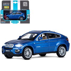 Машинка инерционная Автопанорама М1:32, BMW X6 синий, JB1251394
